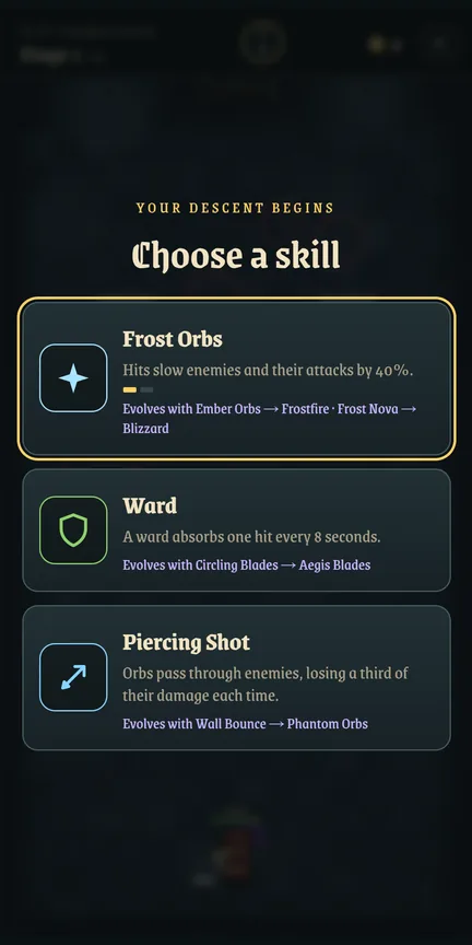 Choosing a skill at the start of a run